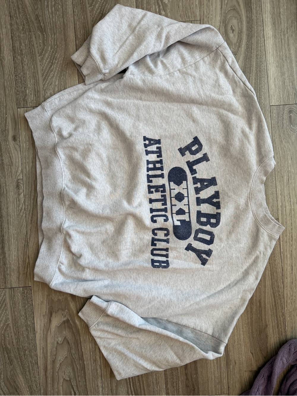 PLAYBOY Light Gray Sweatshirt with Navy Athletic Club Graphic
